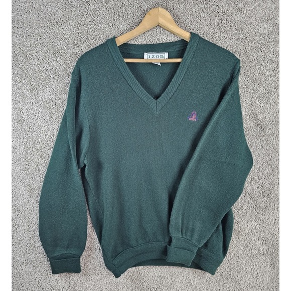Izod Other - Vintage Izod Green V Neck Knit Preppy Sweater Men's Small‎ Made USA Grandpacore